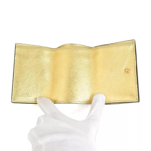 Auth FENDI Trifold Wallet Compact Wallet Gold Leather - e59960g - Picture 3 of 8